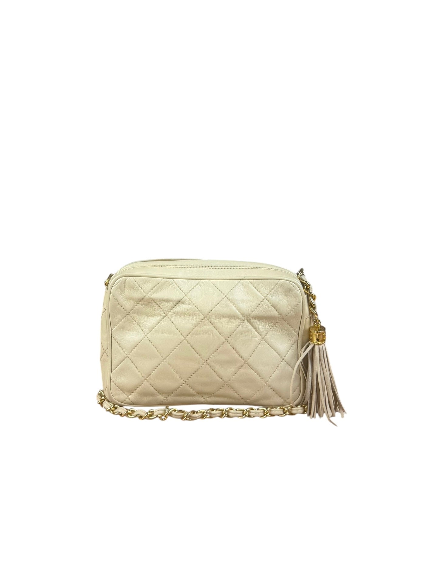 Chanel Beige Quilted Leather Chain Shoulder Bag