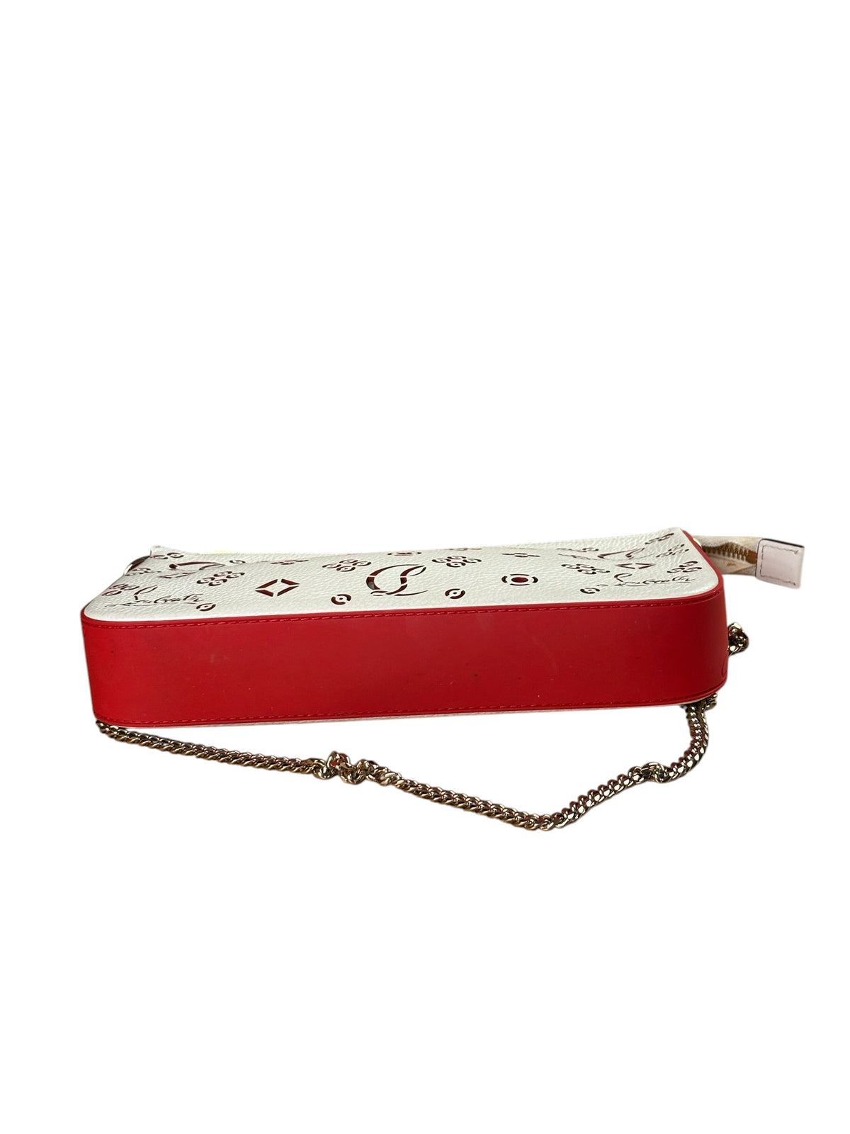 Christian Louboutin White Leather Loubinthesky Perforated Pochette
