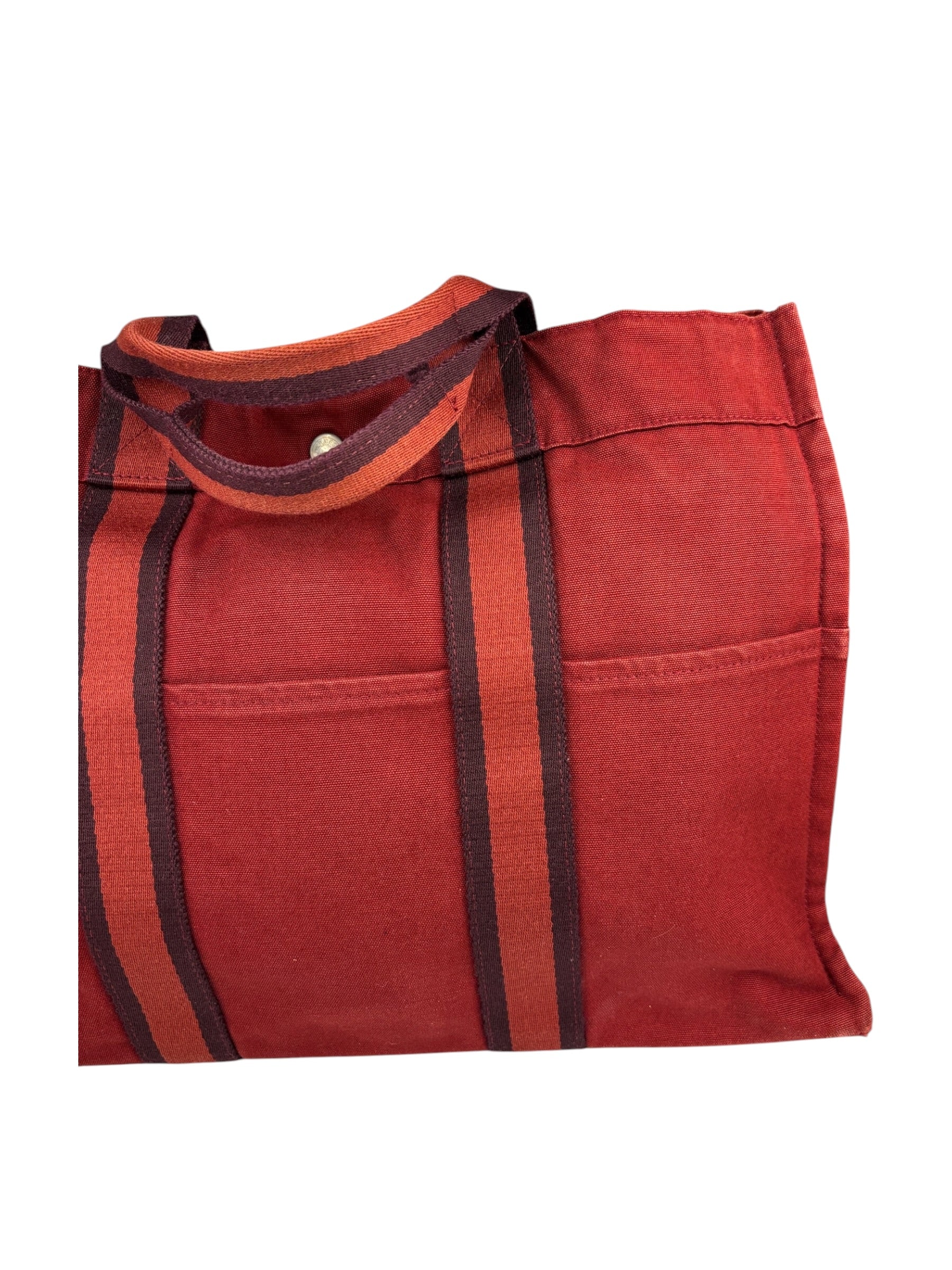 Hermes Vintage Red Denim Fourre-Tout Tote