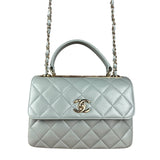 Chanel CC Trendy Blue Leather Flap Top Handle Bag