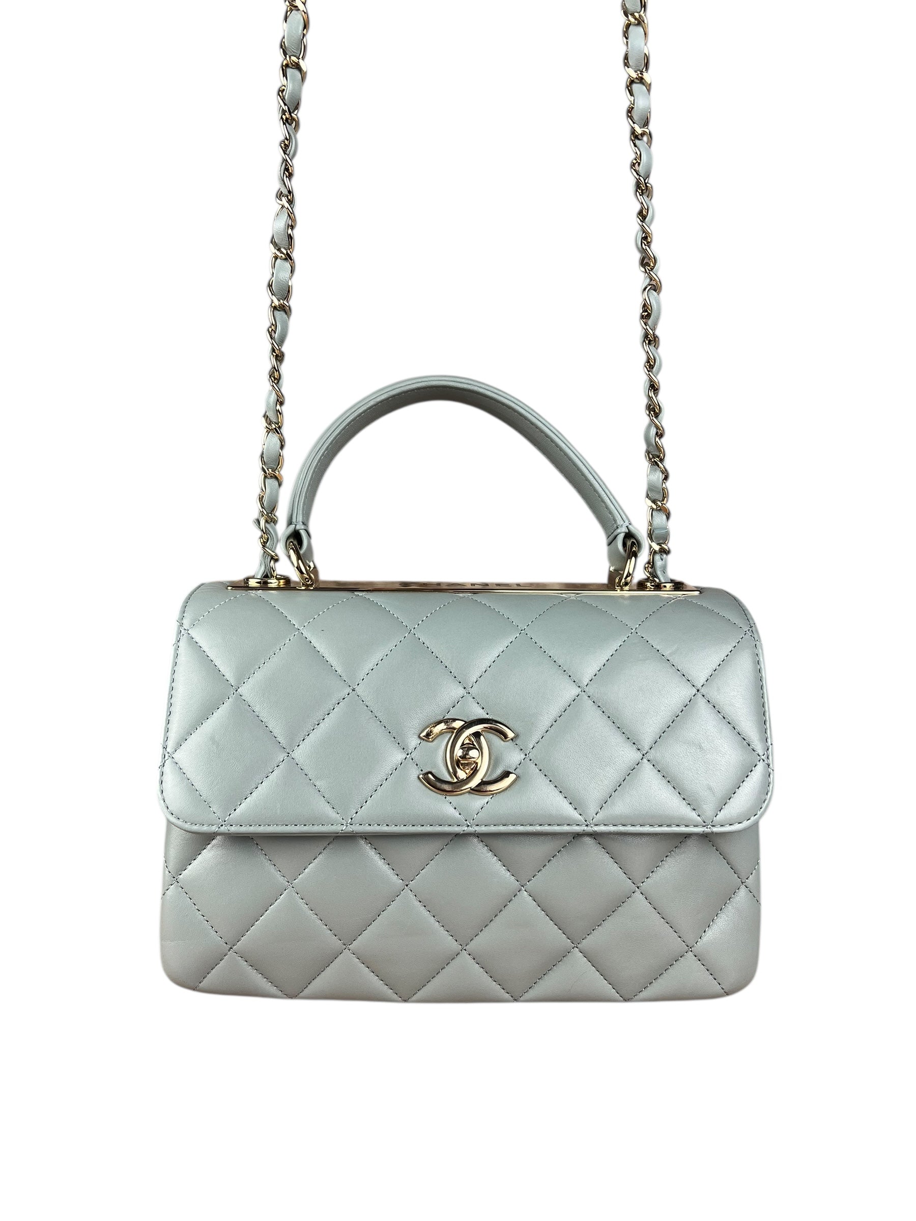Chanel CC Trendy Blue Leather Flap Top Handle Bag