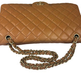 Chanel Caramel Brown Quilted Lambskin Large Shoulder Bag 2009