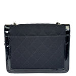 Chanel Black Patent Leather Trim/Cotton 2.55 Reissue Flap Bag 2000