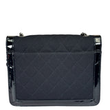 Chanel Black Patent Leather Trim/Cotton 2.55 Reissue Flap Bag 2000