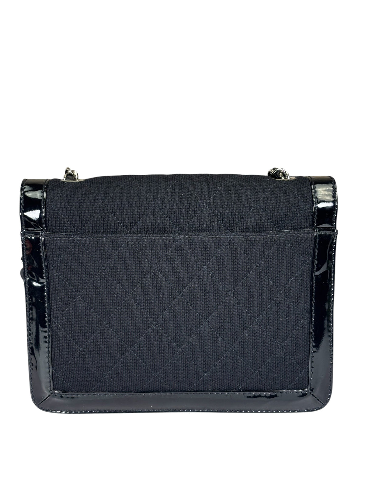 Chanel Black Patent Leather Trim/Cotton 2.55 Reissue Flap Bag 2000