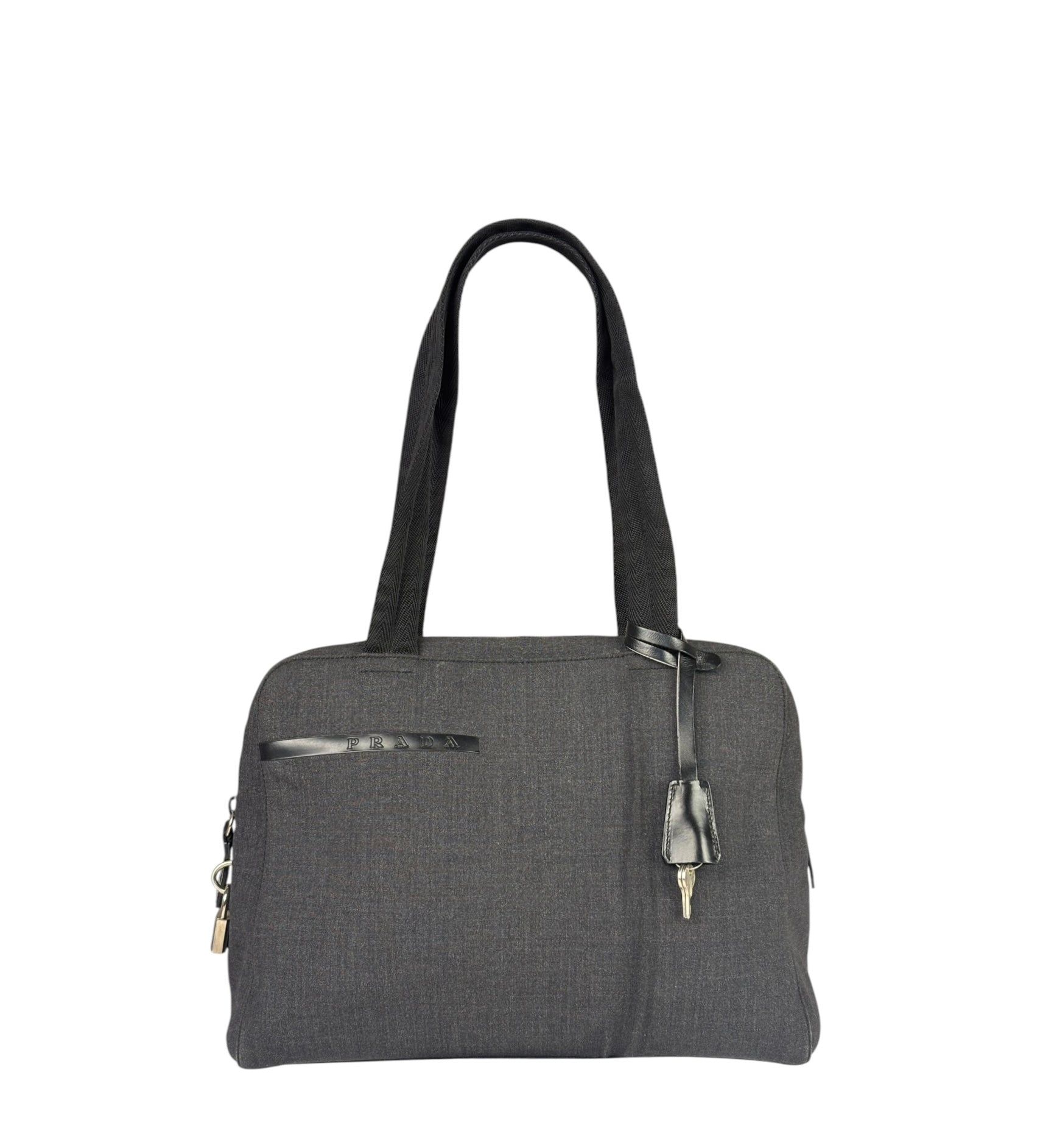 Prada Vintage Dark Grey Canvas Tote Bag