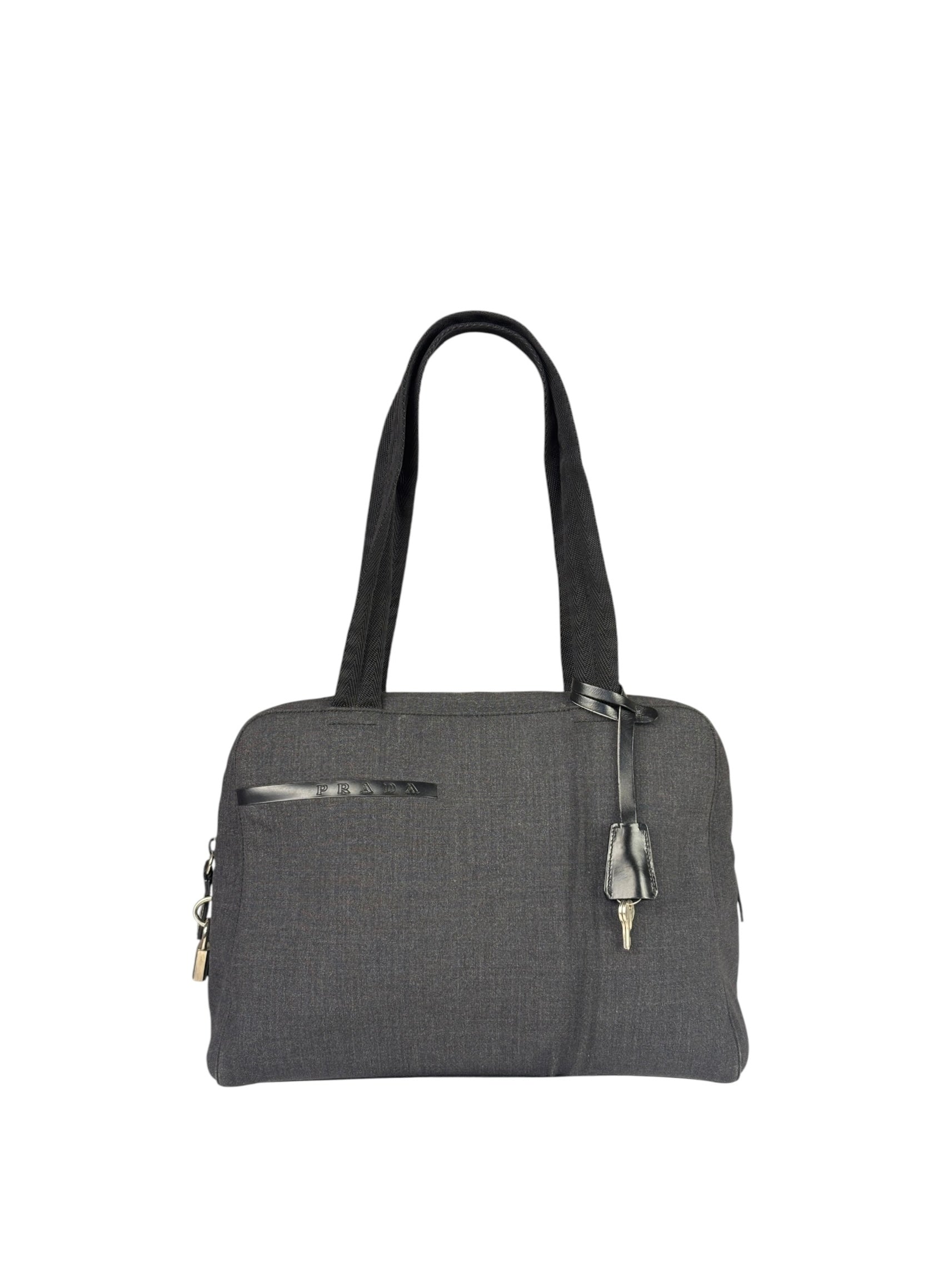 Prada Vintage Dark Grey Canvas Tote Bag
