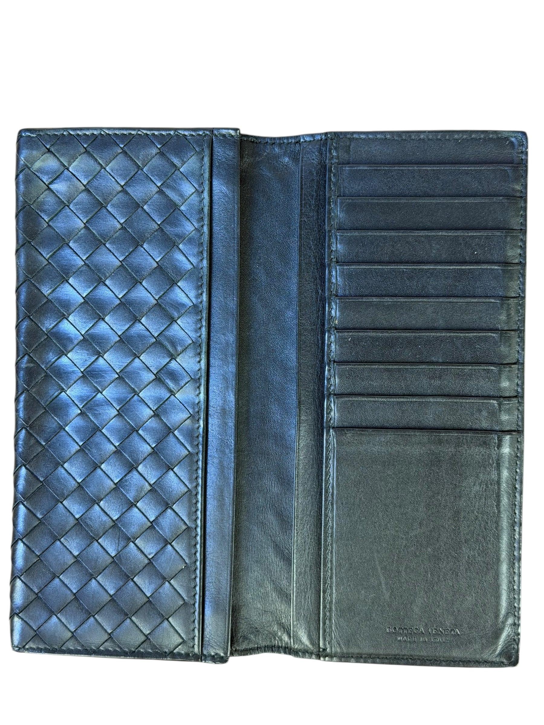 Bottega Veneta Black Intercciato Long Wallet