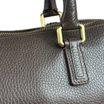 Burberry Vintage Brown Pebbled Leather Double Pocket Satchel Handbag