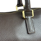 Burberry Vintage Brown Pebbled Leather Double Pocket Satchel Handbag