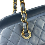 Chanel Blue Quilted Calfskin Iridescent Bowling Bag 2011