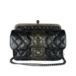 Chanel Black Python Leather Kiss-Lock Flap Bag 2015