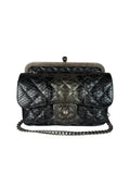 Chanel Black Python Leather Kiss-Lock Flap Bag 2015