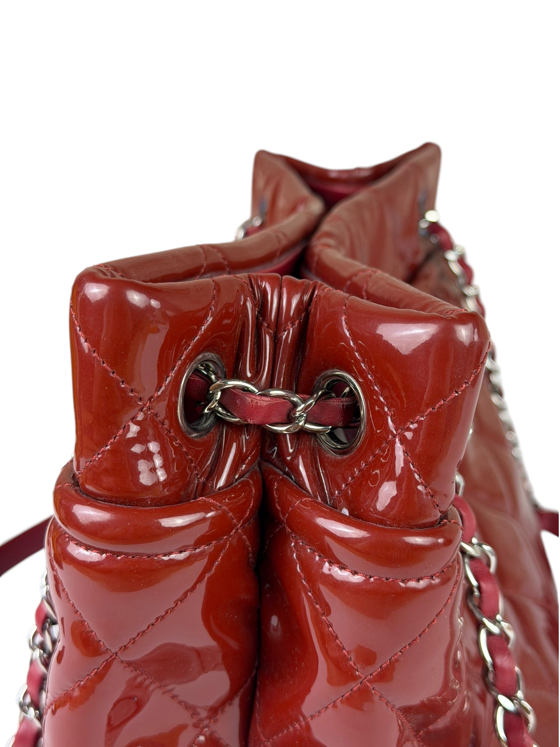Chanel Patent Red Quilted S Shopper Tote 2013