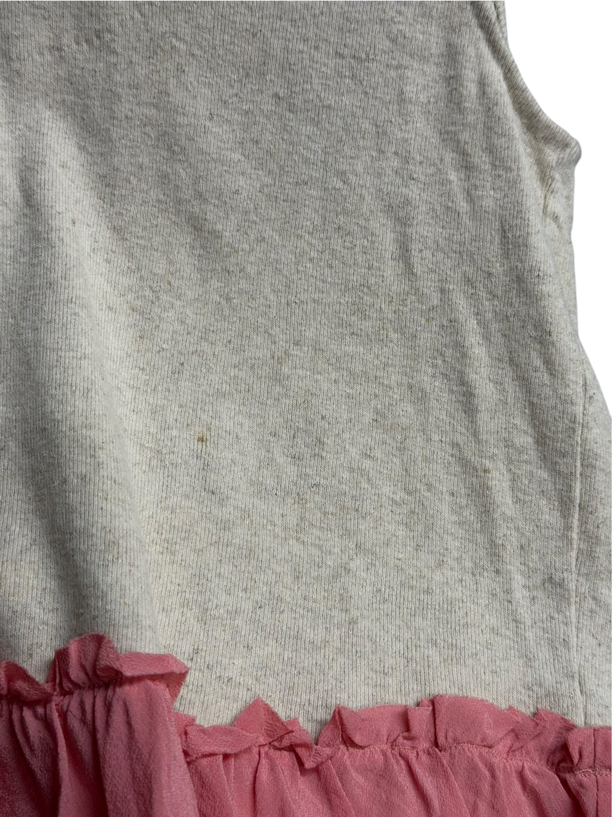 Miu Miu Pink/Beige Cotton Blend Ribbon Back Top