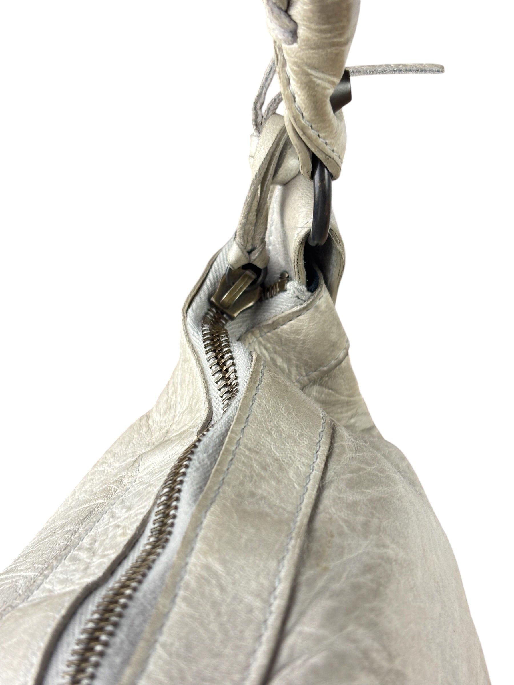 Balenciaga Grey Lambskin Day Moto Hobo Bag