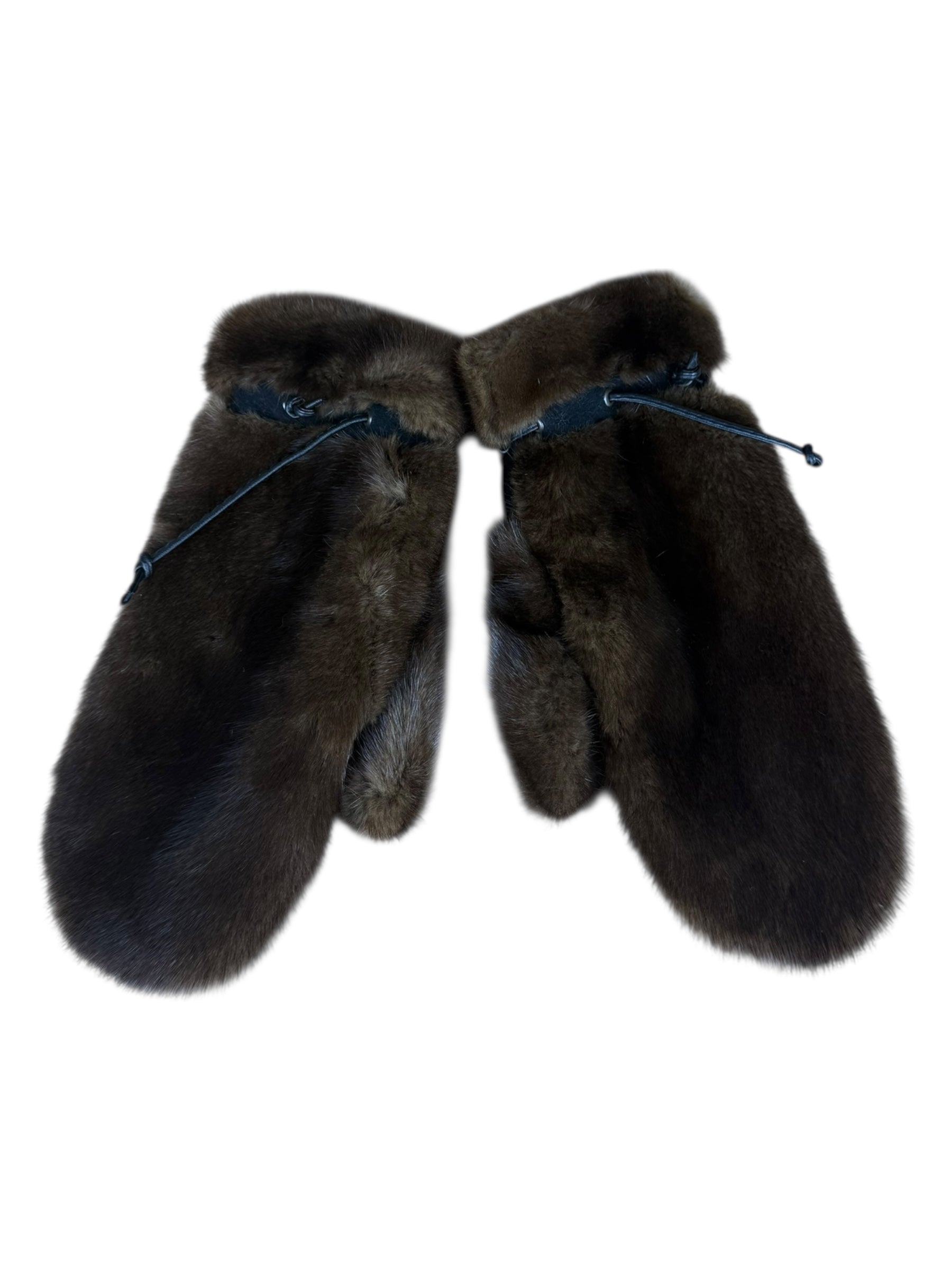 Vintage Brown Fur Mittens