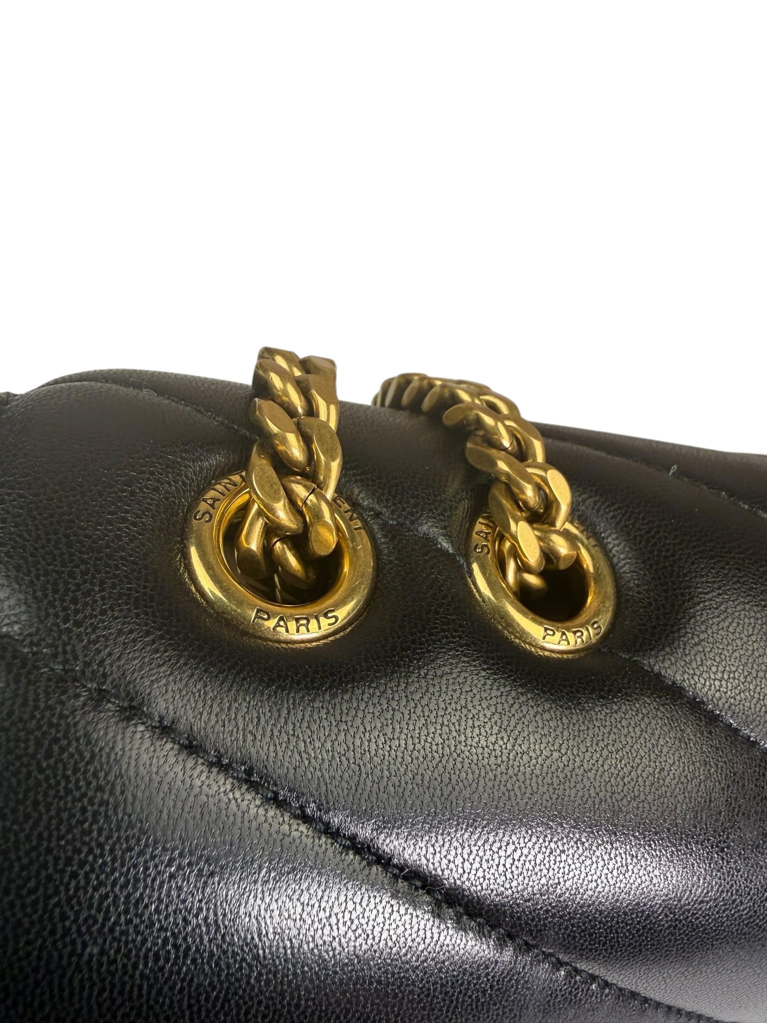 YSL Black Lambskin Matelasse Medium Loulou Shoulder Bag