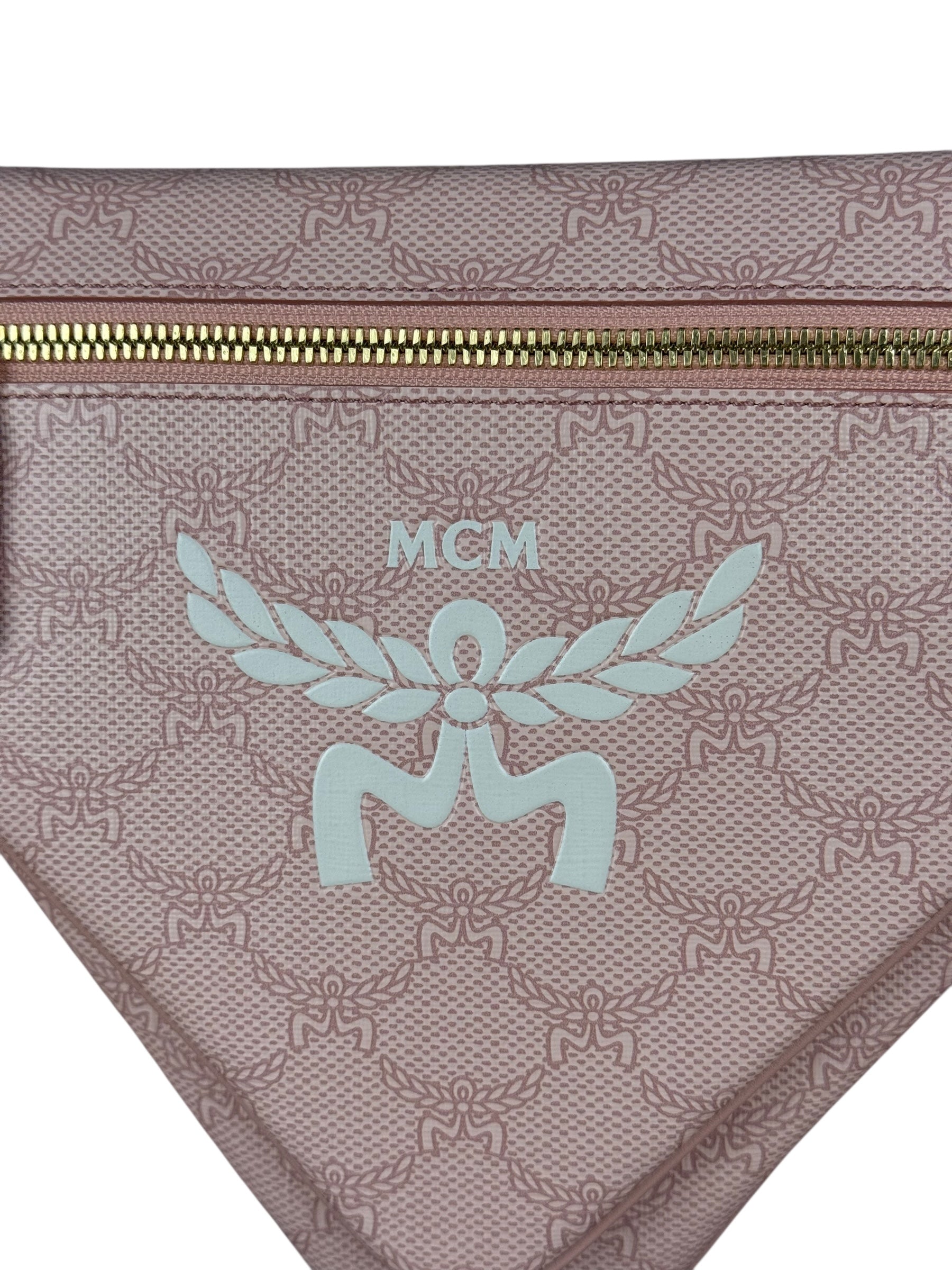 MCM Pink Triangle Logo Fold-Over Shoulder Bag