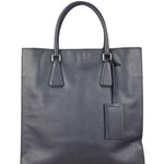 Prada Navy Blue Saffiano Leather Vertical Tote Bag