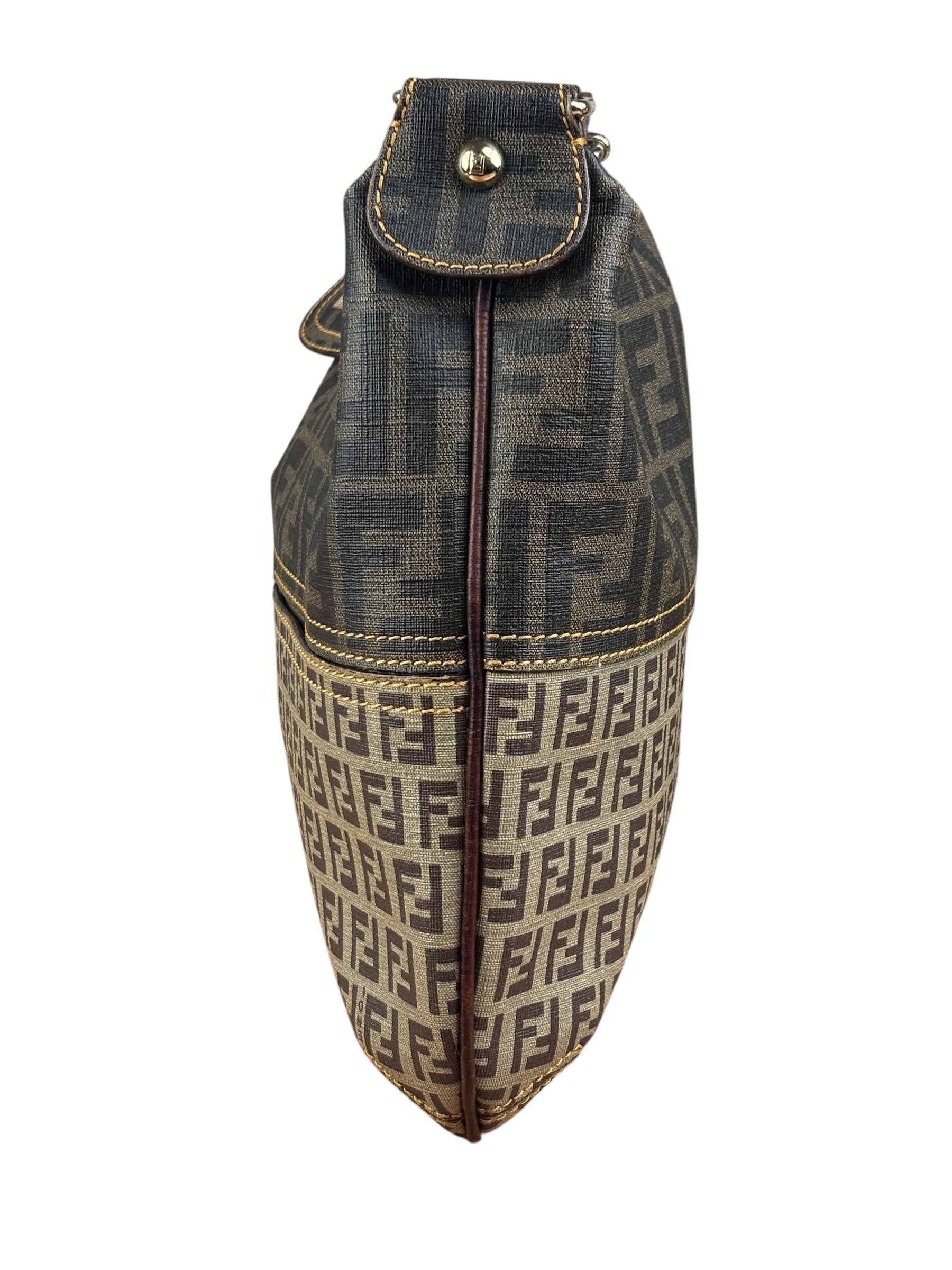 Fendi Vintage Two-Tone Leather Zucchino Messenger/Shoulder Bag