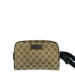 Gucci Brown Leather Trim GG Canvas Belt Bag