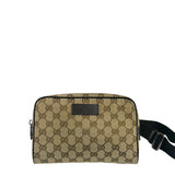 Gucci Brown Leather Trim GG Canvas Belt Bag