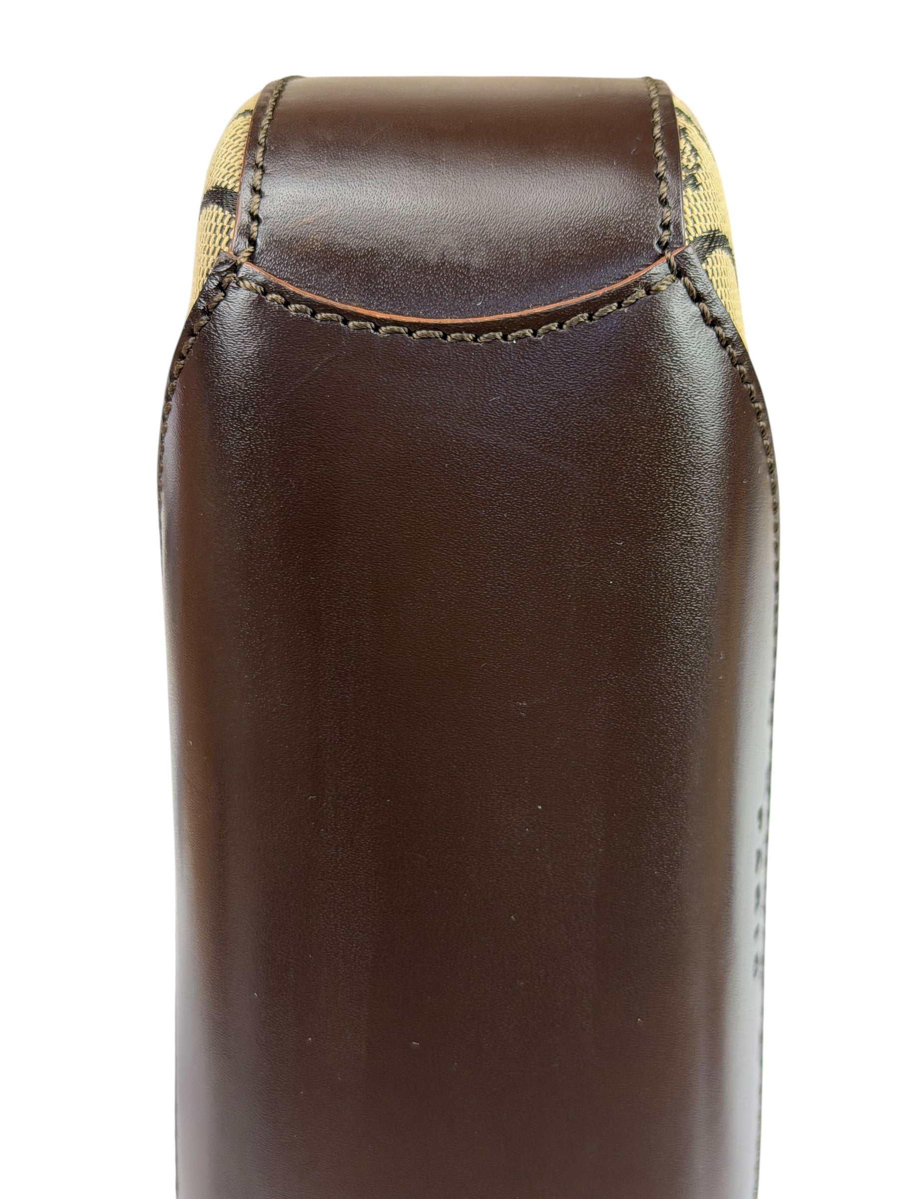 Celine Brown Leather Trim C Macadam Hobo Bag