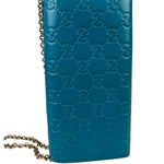 Gucci Turquoise Blue Guccissima Wallet On Chain