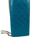 Gucci Turquoise Blue Guccissima Wallet On Chain