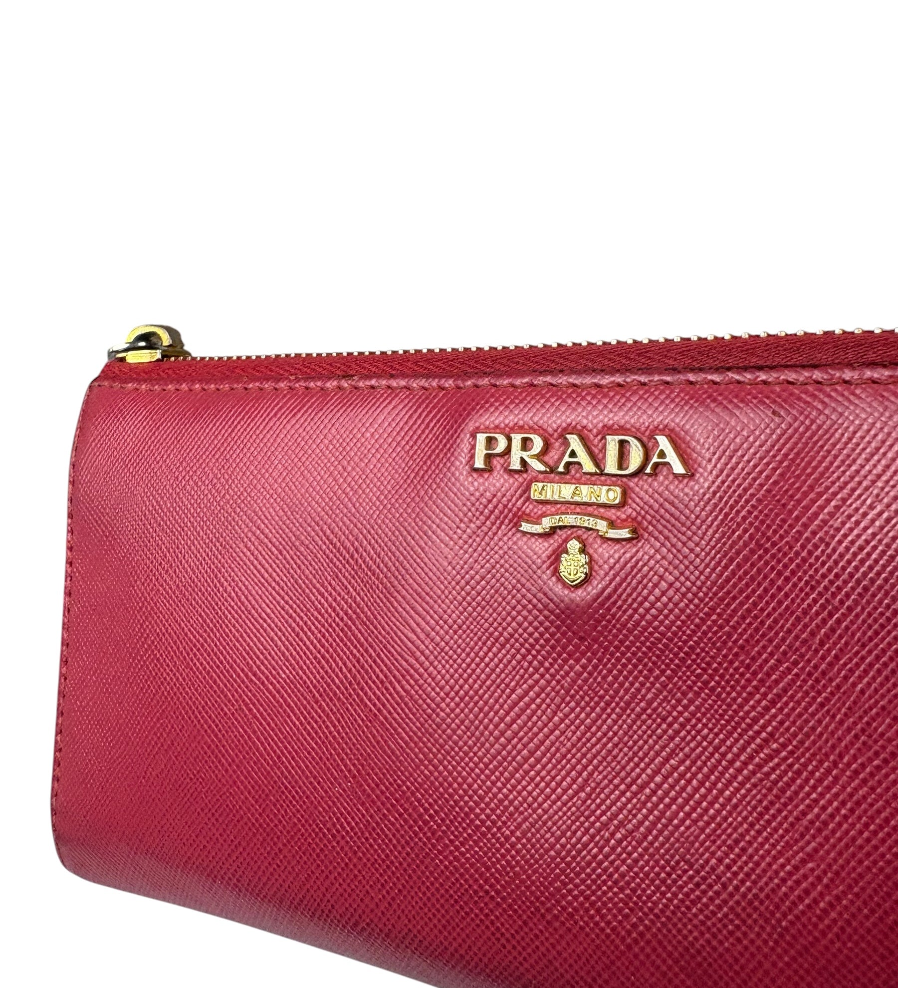 Prada Vintage Pink Saffiano Leather Long Wallet