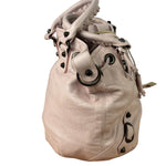 Balenciaga Baby Pink Leather Pompon Moto City 2Way Bucket Bag