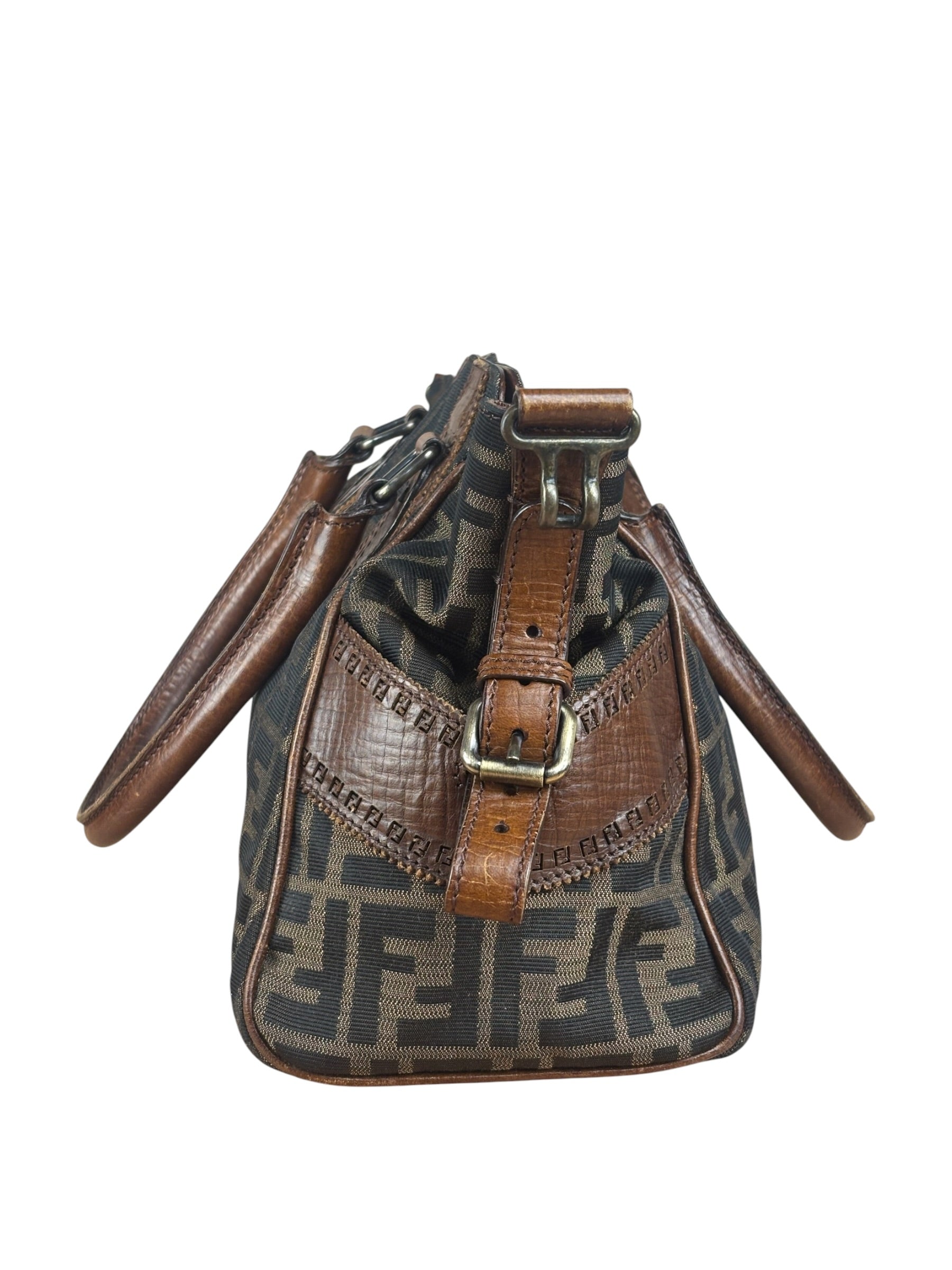 Fendi Vintage Leather Trim Zucca Etnico/Du Jour Tote Bga