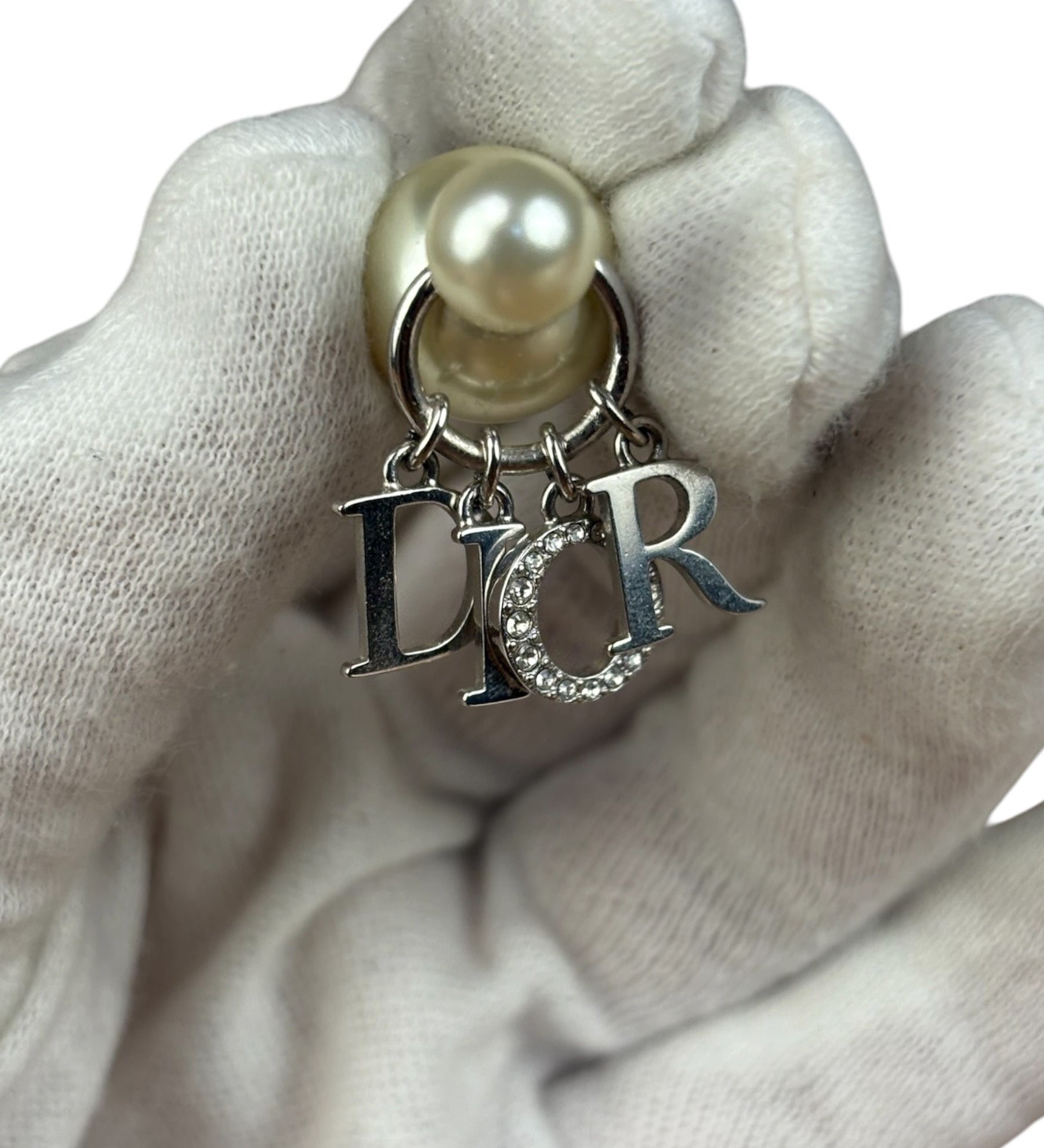 Christian Dior Pearl Spell-Out Earrings