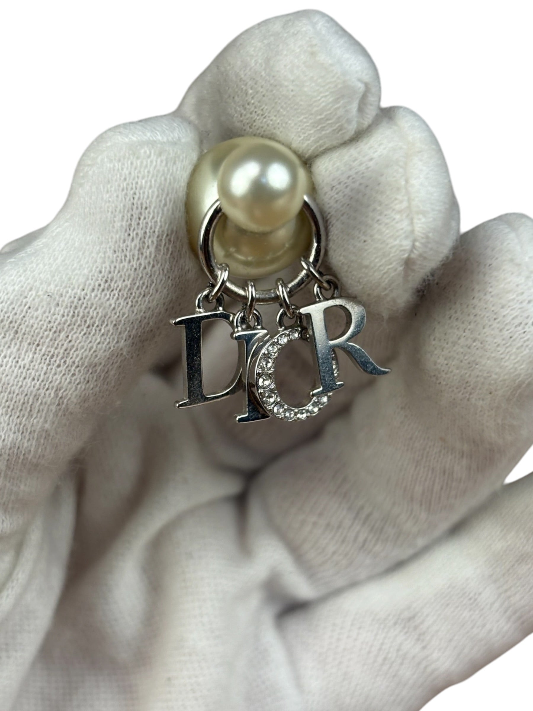 Christian Dior Pearl Spell-Out Earrings