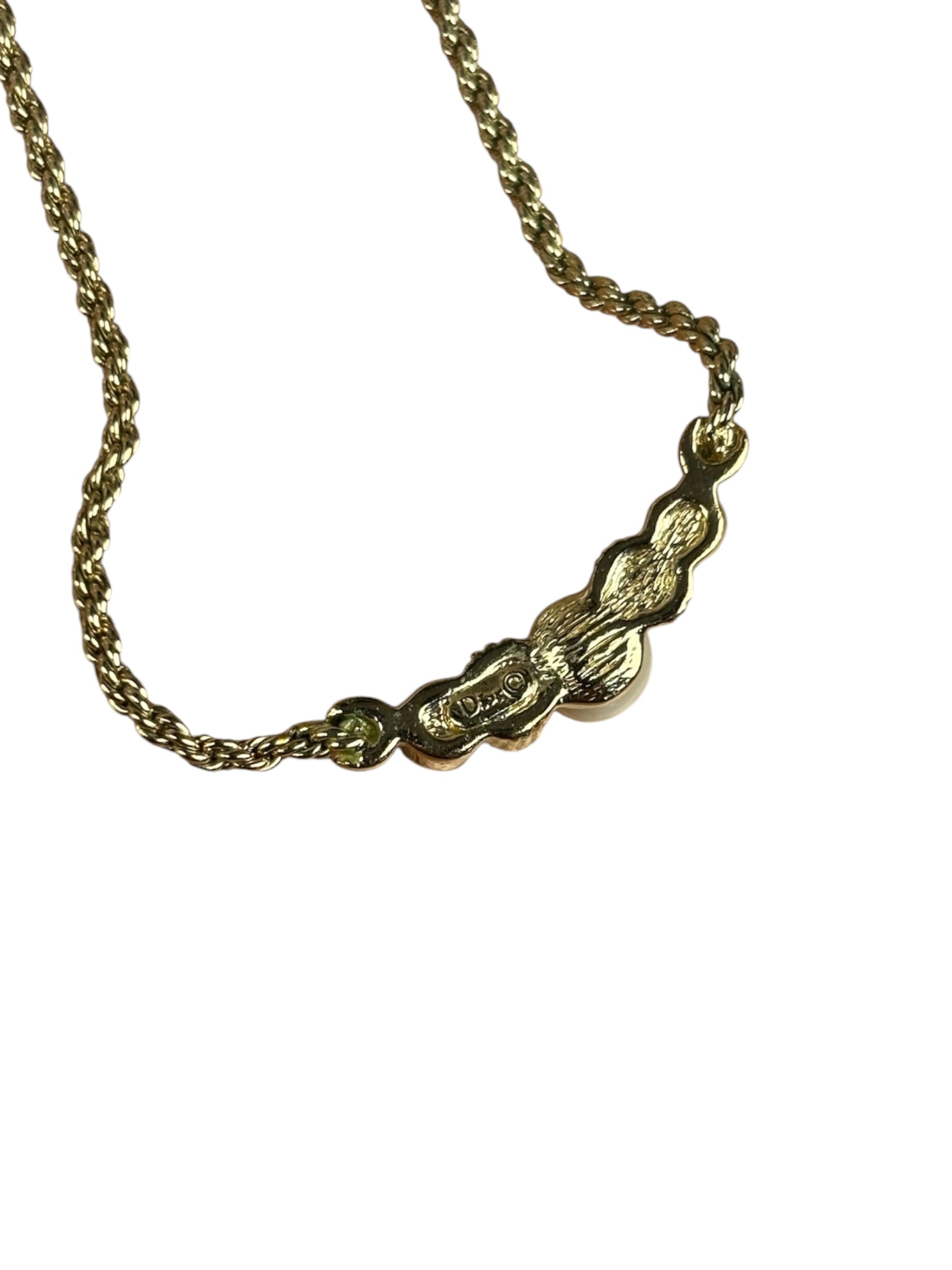 Christian Dior Vintage Gold Pearl Necklace