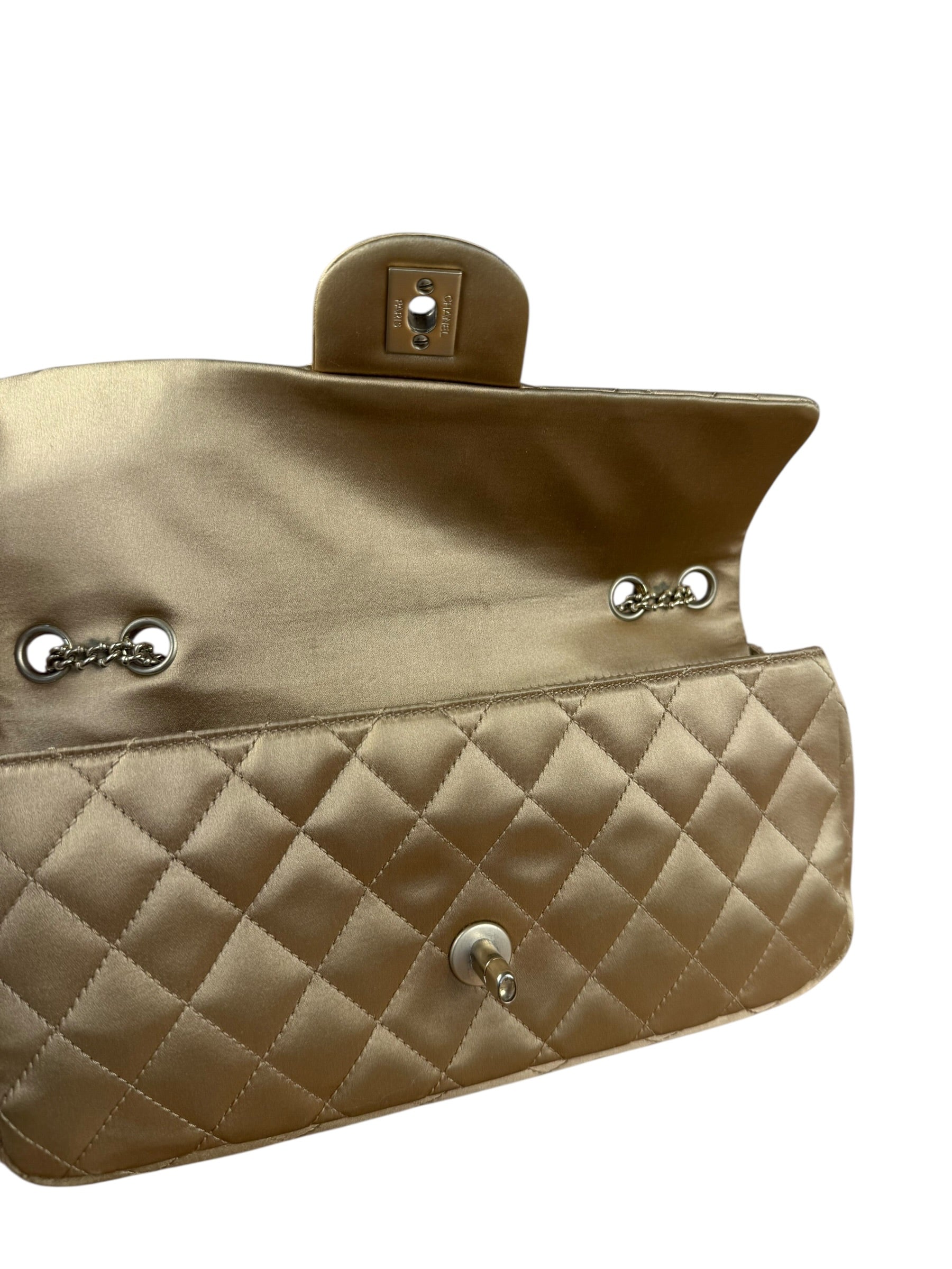 Chanel CC Limited Edition Gold Satin Quilted Flap Bag 2008