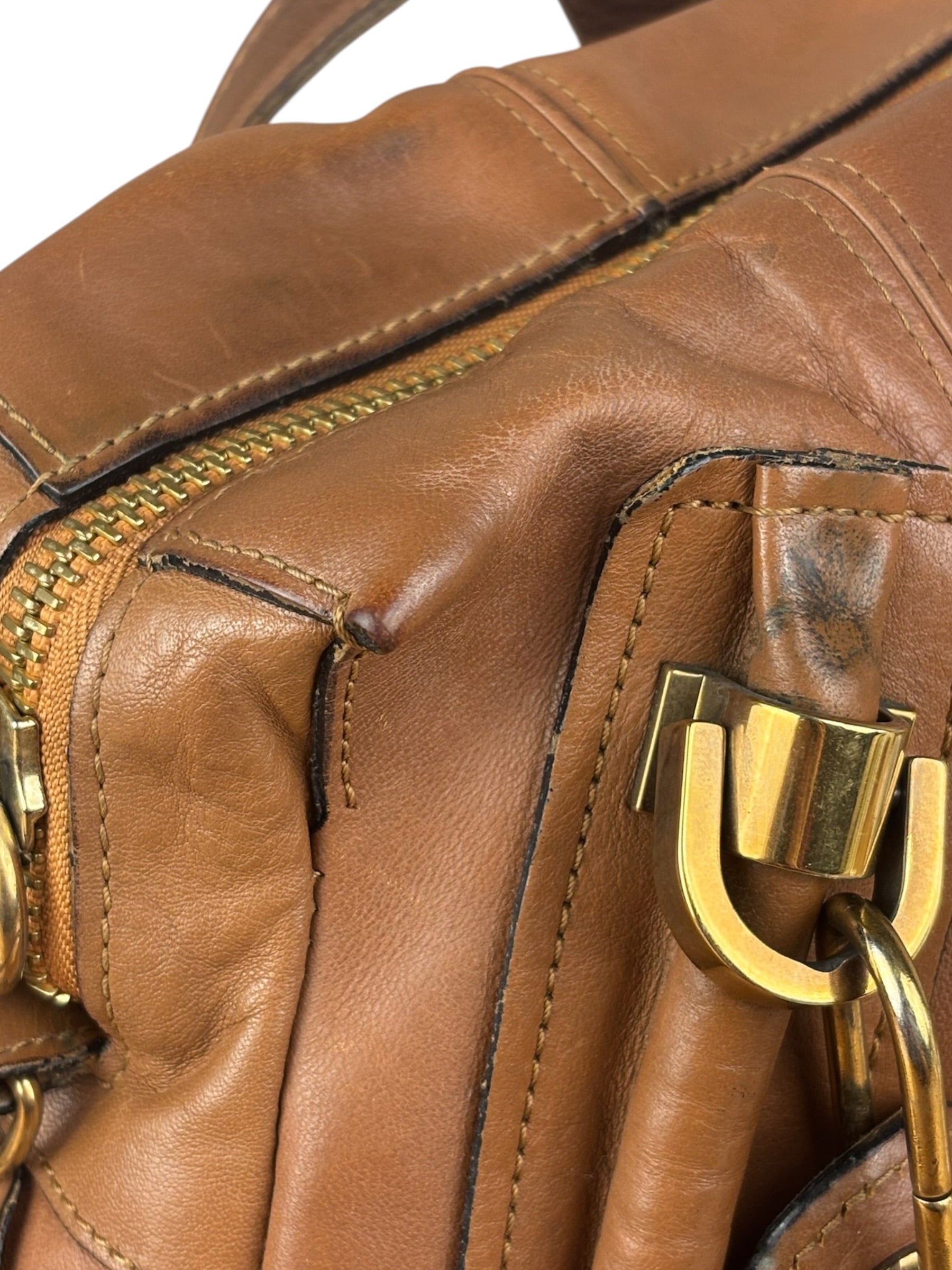 Chloe Caramel Tan Leather Paraty Medium Two-Way Bag