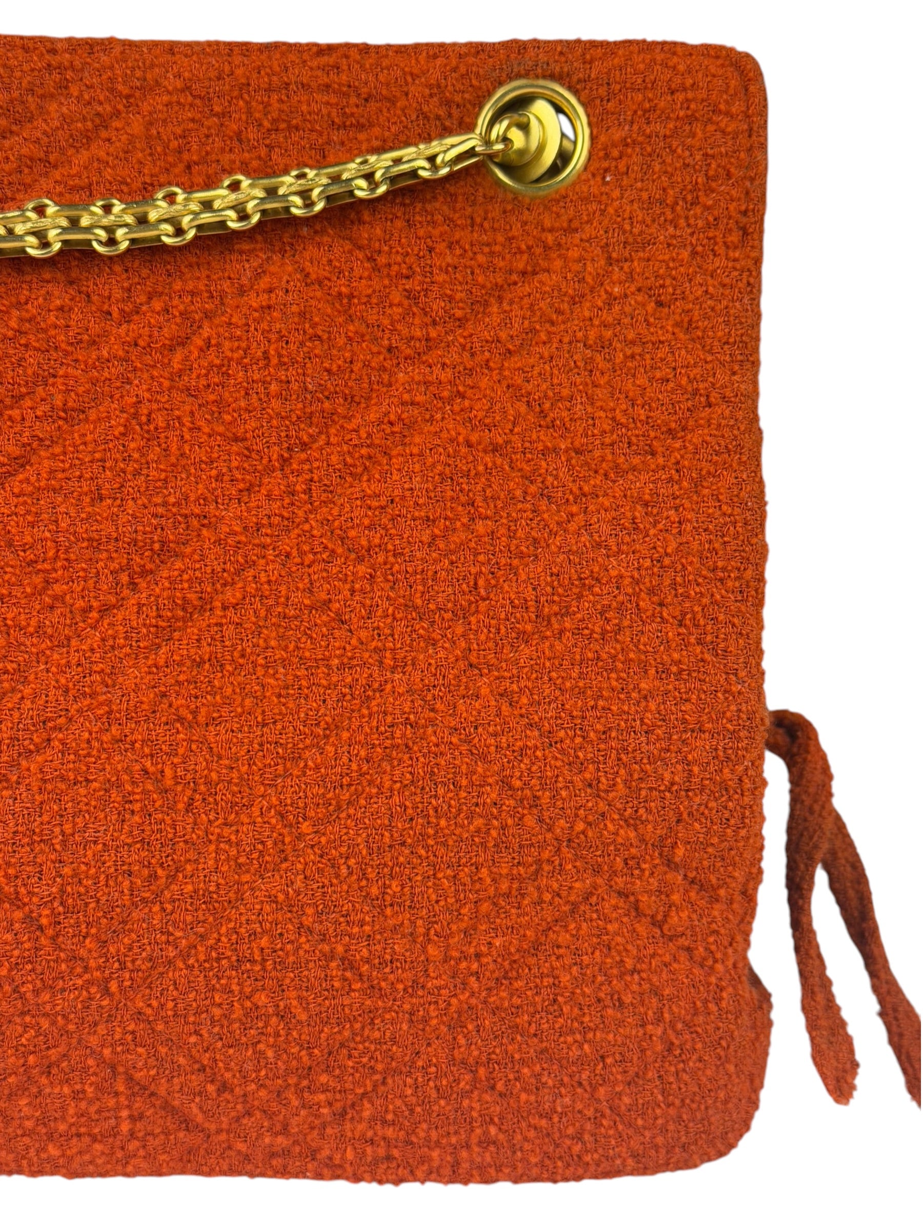Chanel Vintage Red Quilted Tweed Shoulder Bag 1994