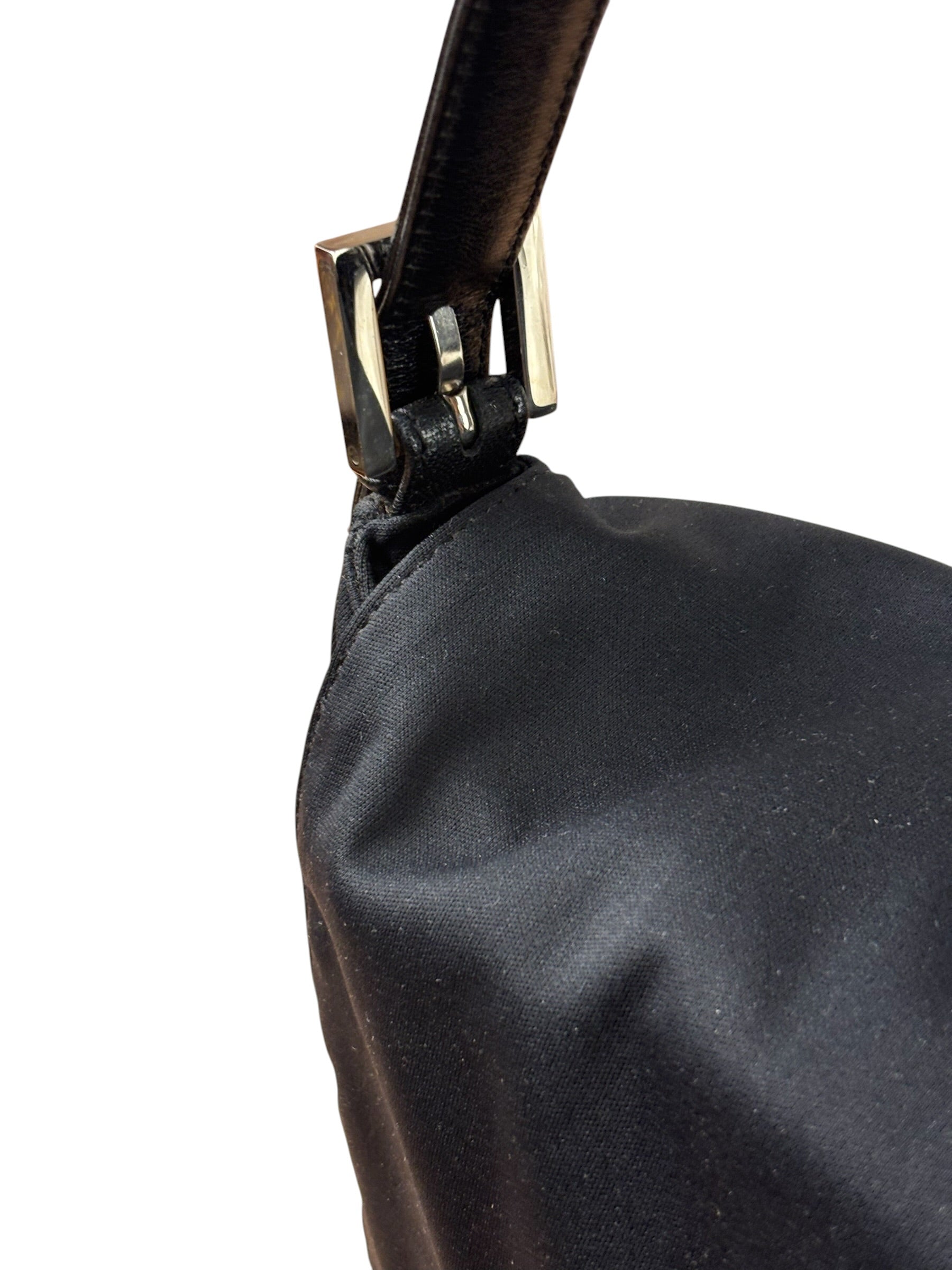 Fendi Black Leather Trim Mamma Baguette