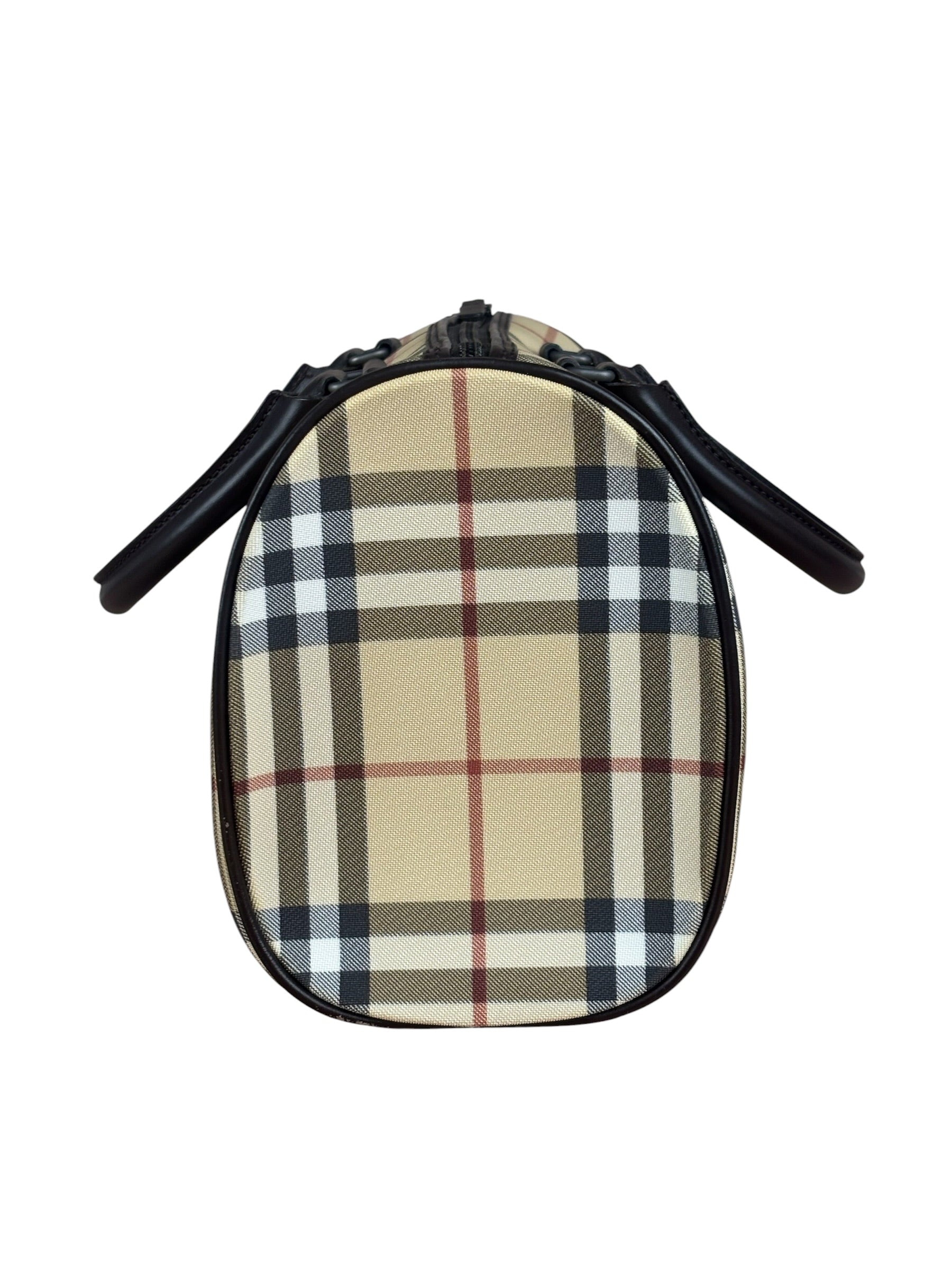 Burberry Leather Trim House Check Small Speedy Handbag