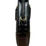 Gucci Croc-Trim Leather Briefcase