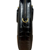 Gucci Croc-Trim Leather Briefcase