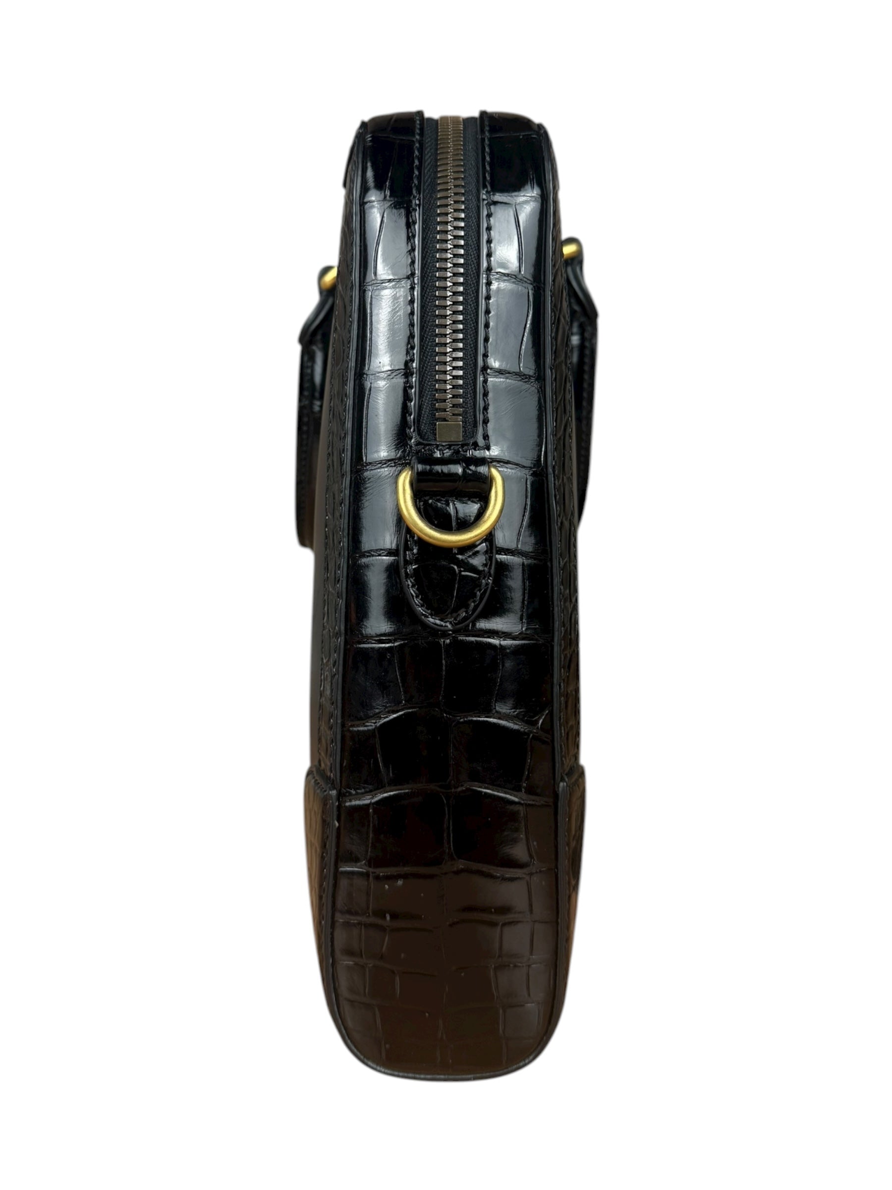 Gucci Croc-Trim Leather Briefcase