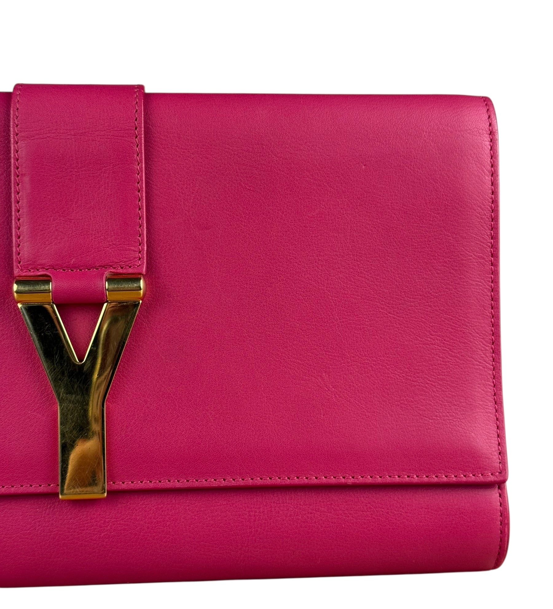 Saint Laurent Pink Leather Y Ligne Clutch