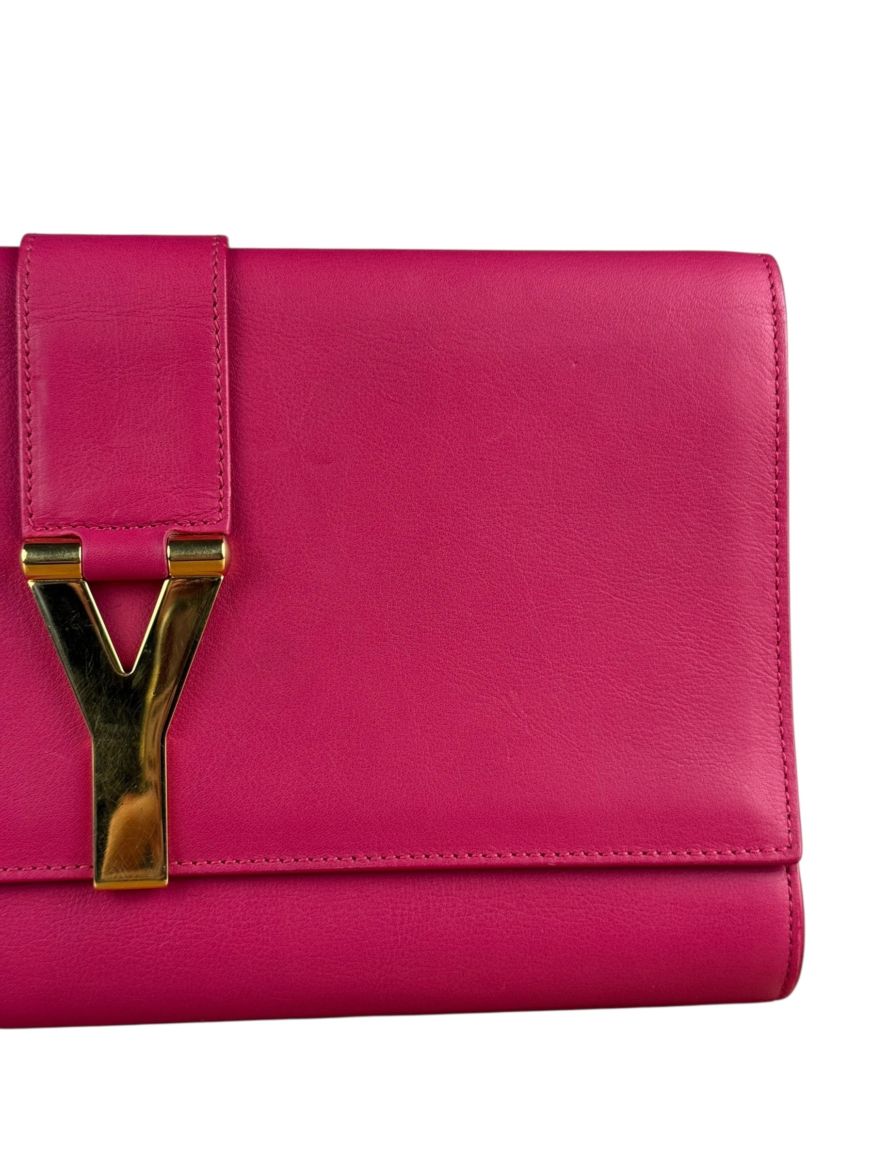 Saint Laurent Pink Leather Y Ligne Clutch