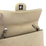 Chanel Vintage Beige Jersey Quilted Classic Flap Bag