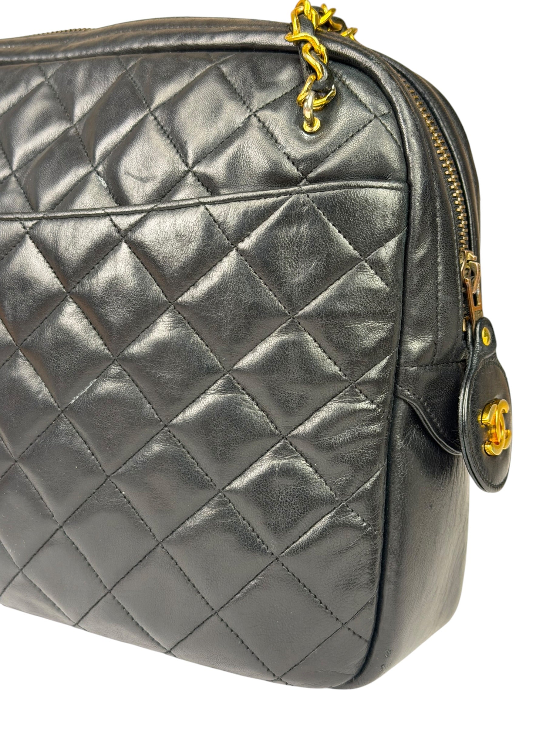 Chanel Black Quilted Lambskin Camera Bag 1989