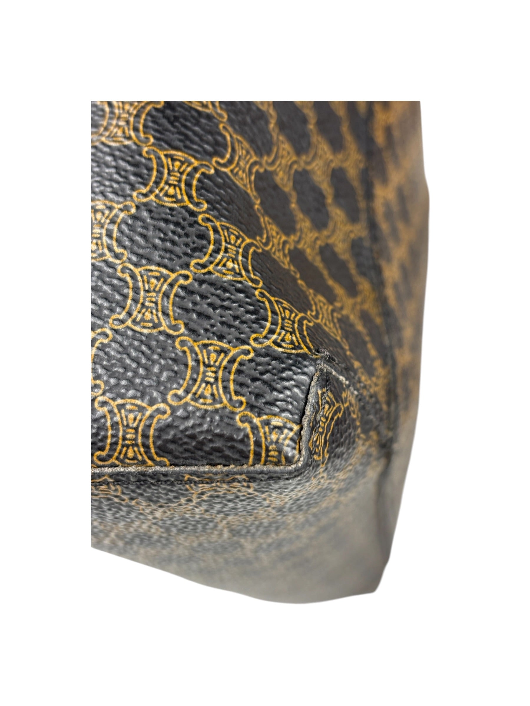 Celine Bicolor Leather Macadam Canvas Tote Bag
