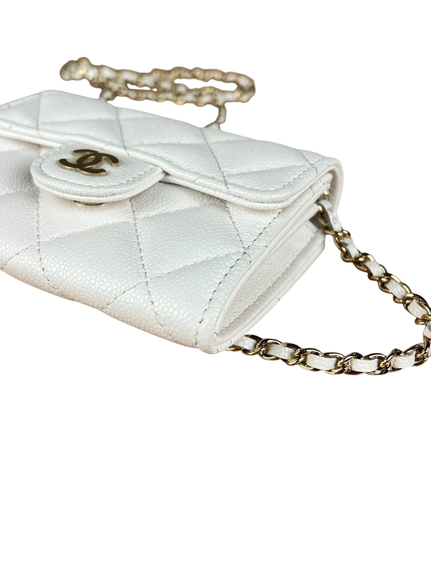 Chanel Classic Flap Card Holder on Chain Quilted Caviar Black